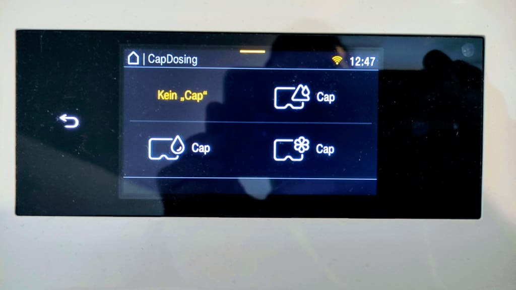 Capdosing Einstellungen: Caps im Display auswählen