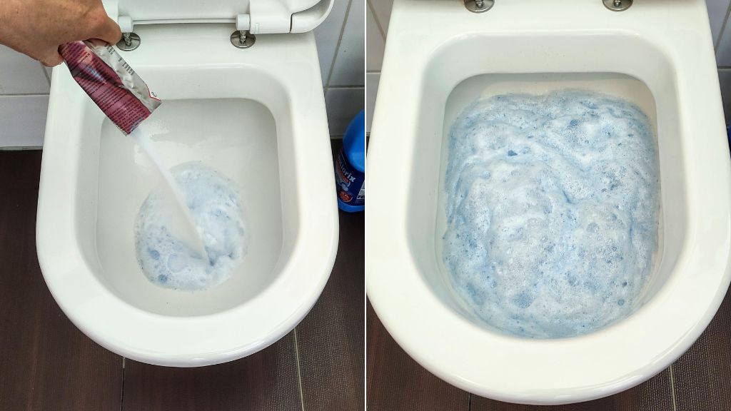 Toilette mit WC Schaum putzen
